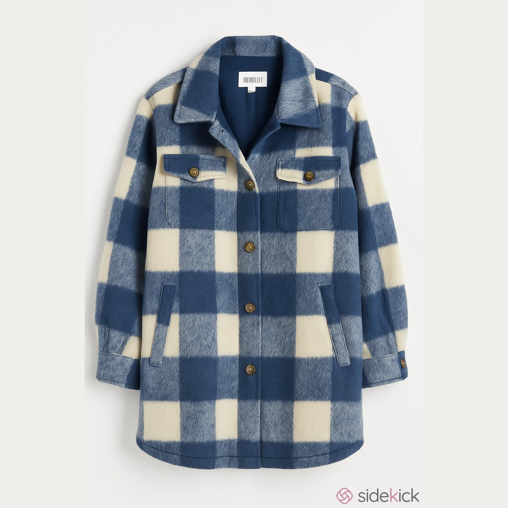 Wonderly 4X Blue and White Plaid Shacket Jacket - Picture 4 of 4